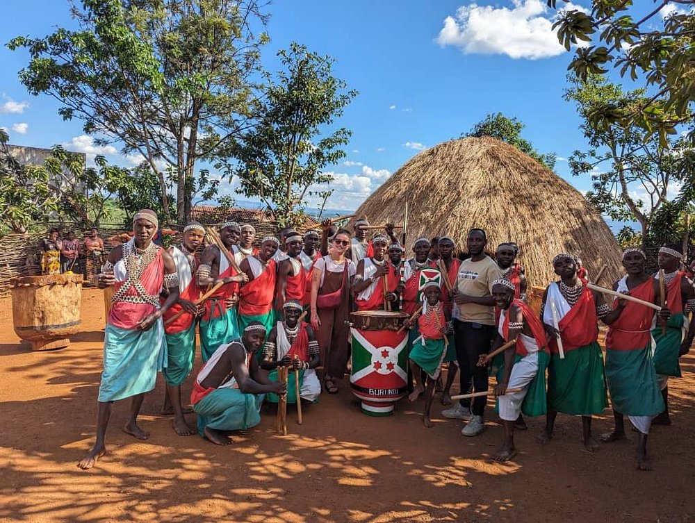 Close-up of traditional royal drums at Gishora