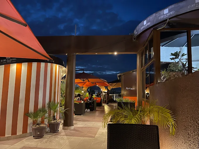 Interior of Caffe Gourmand with tables and seating